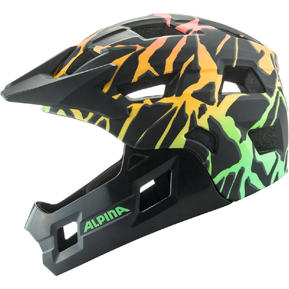 Alpina Rupi Kinder Velohelm Fullface fading neon